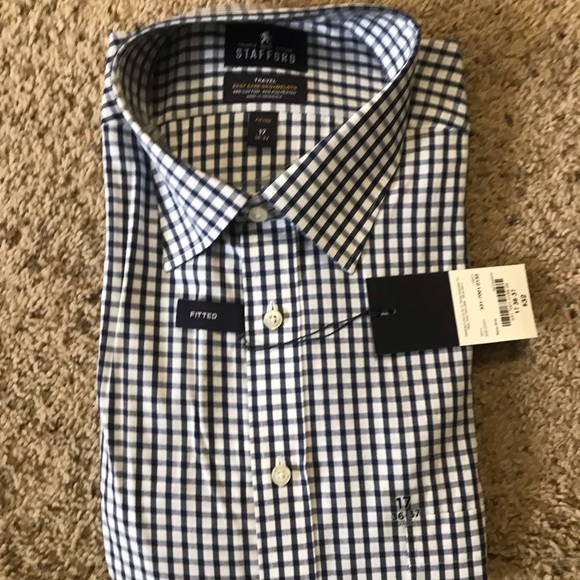 Mens Stafford Fitted Shirt Neck 7 
